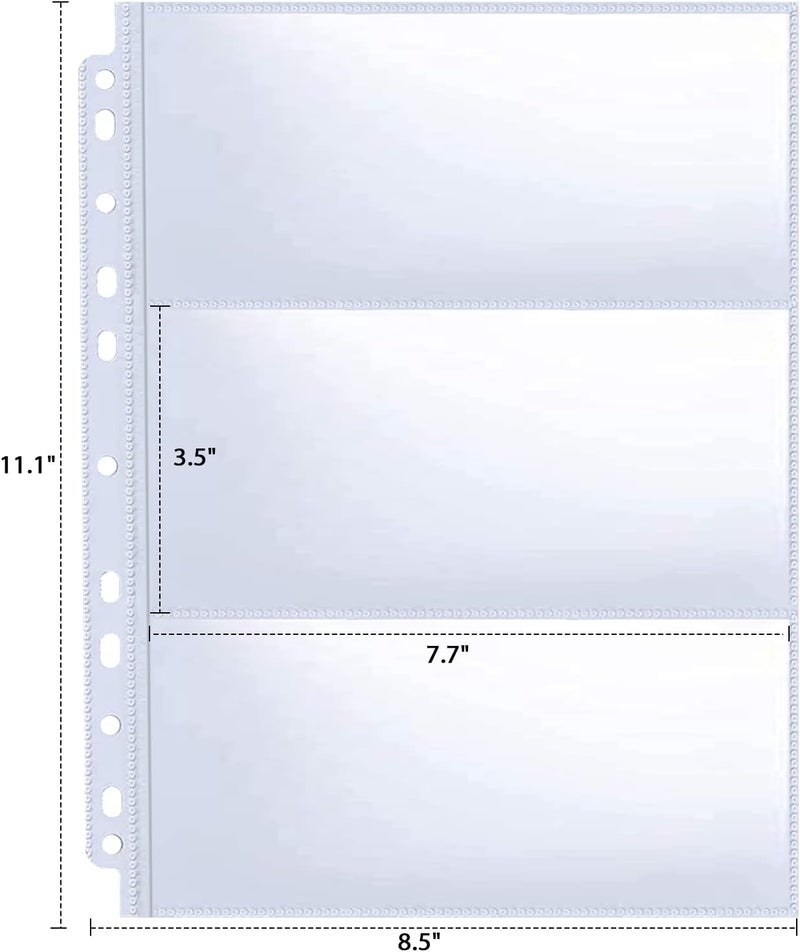 WITHYU 30 Pack 180 Pockets 11 Hole Currency Collection Sleeves, Cash Collecting Album Refill Page, Double Side 3 Pockets Currency Sheets for Collecting Dollar Bills, Paper Money, Foreign Currency and Coupons - Image 5